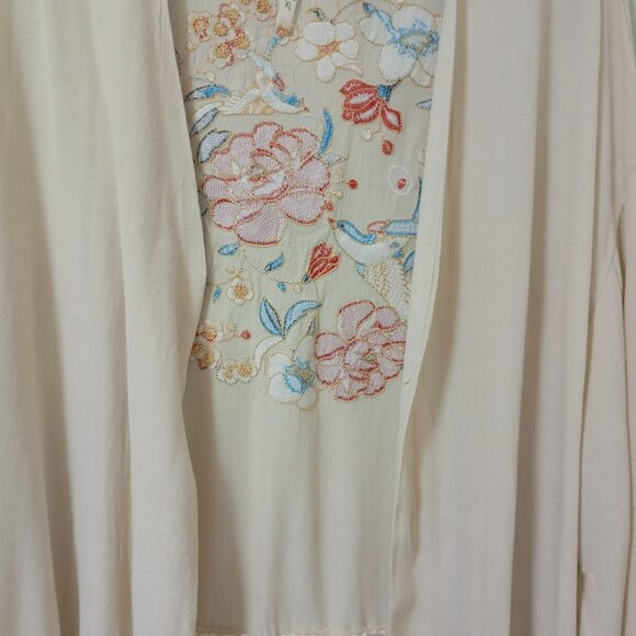 Forgotten Grace Floral Embroidered Kimono Cardigan With Fringe Hem & Sleeve - Picture 7 of 9